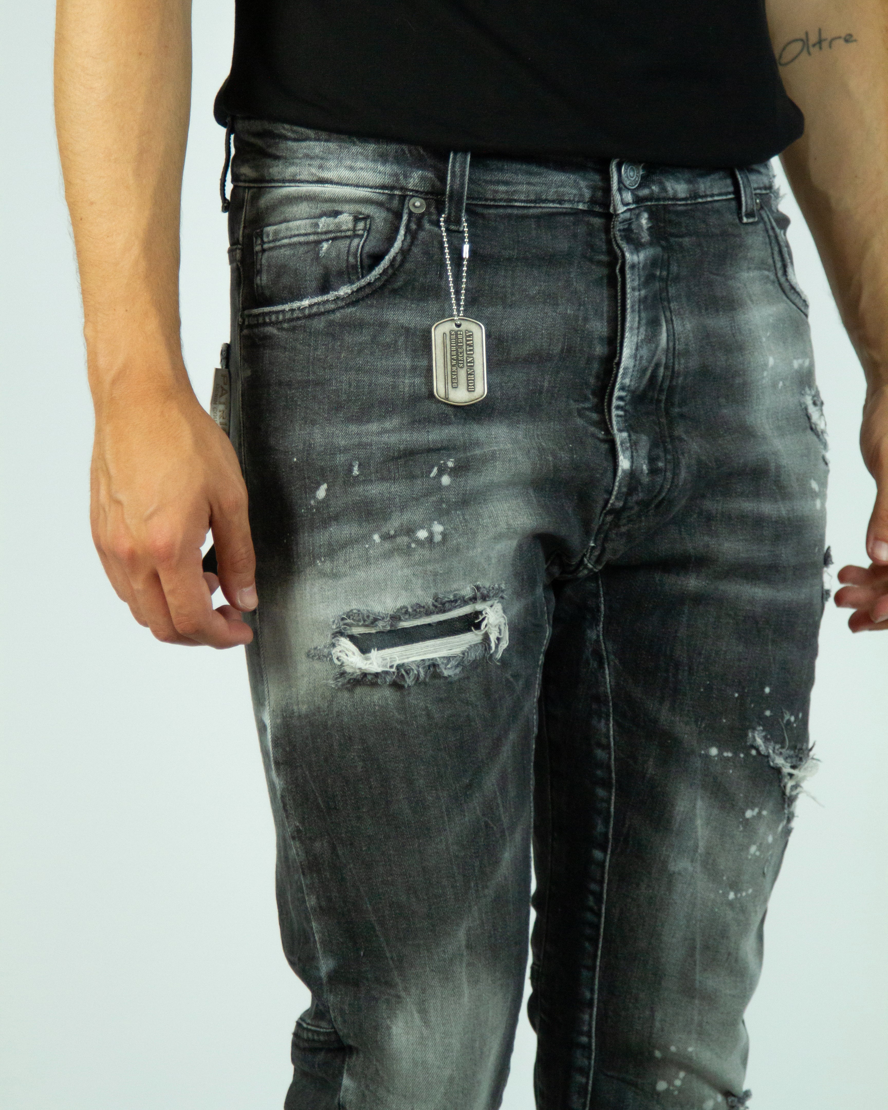 Jeans with tears and stains