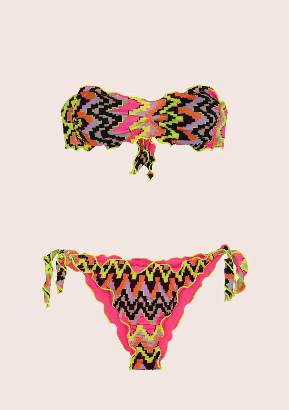 Ethos adjustable bandeau bikini bottom and knot briefs