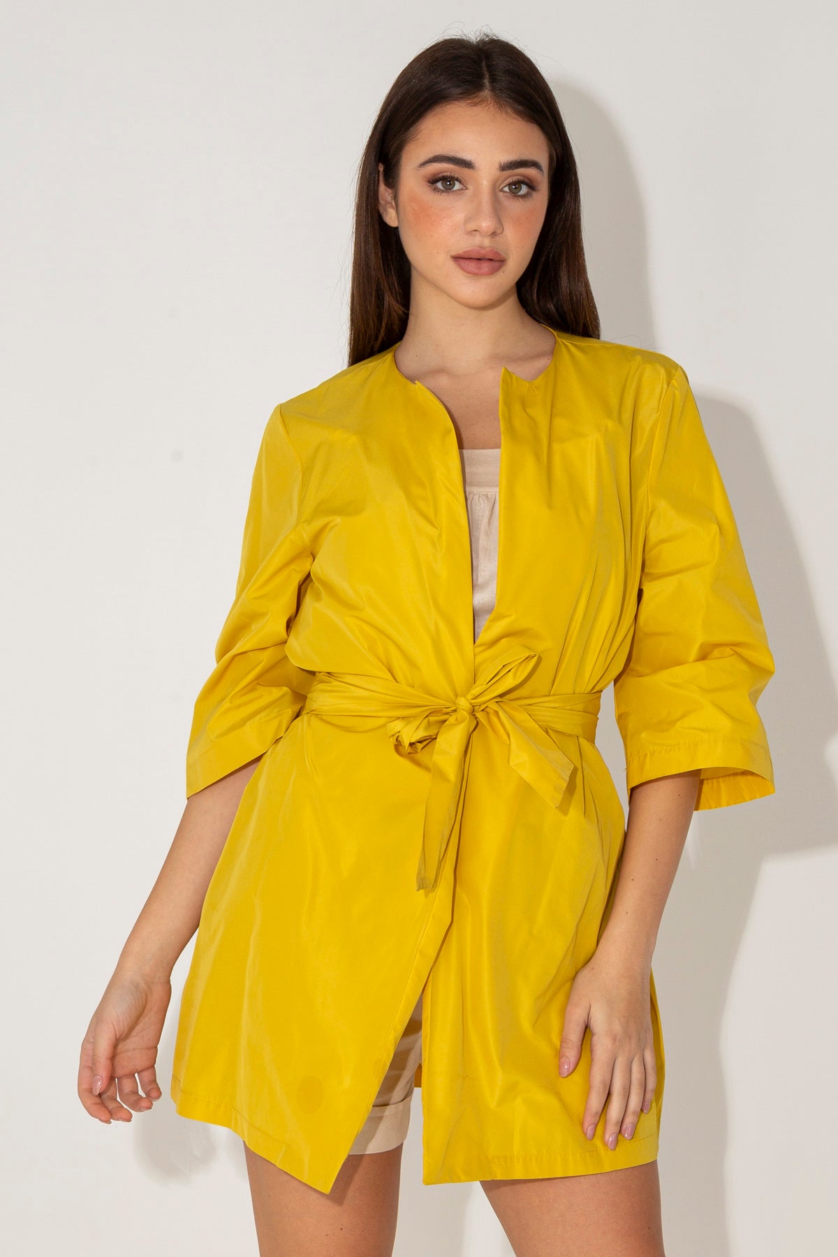 Long duster coat with belt