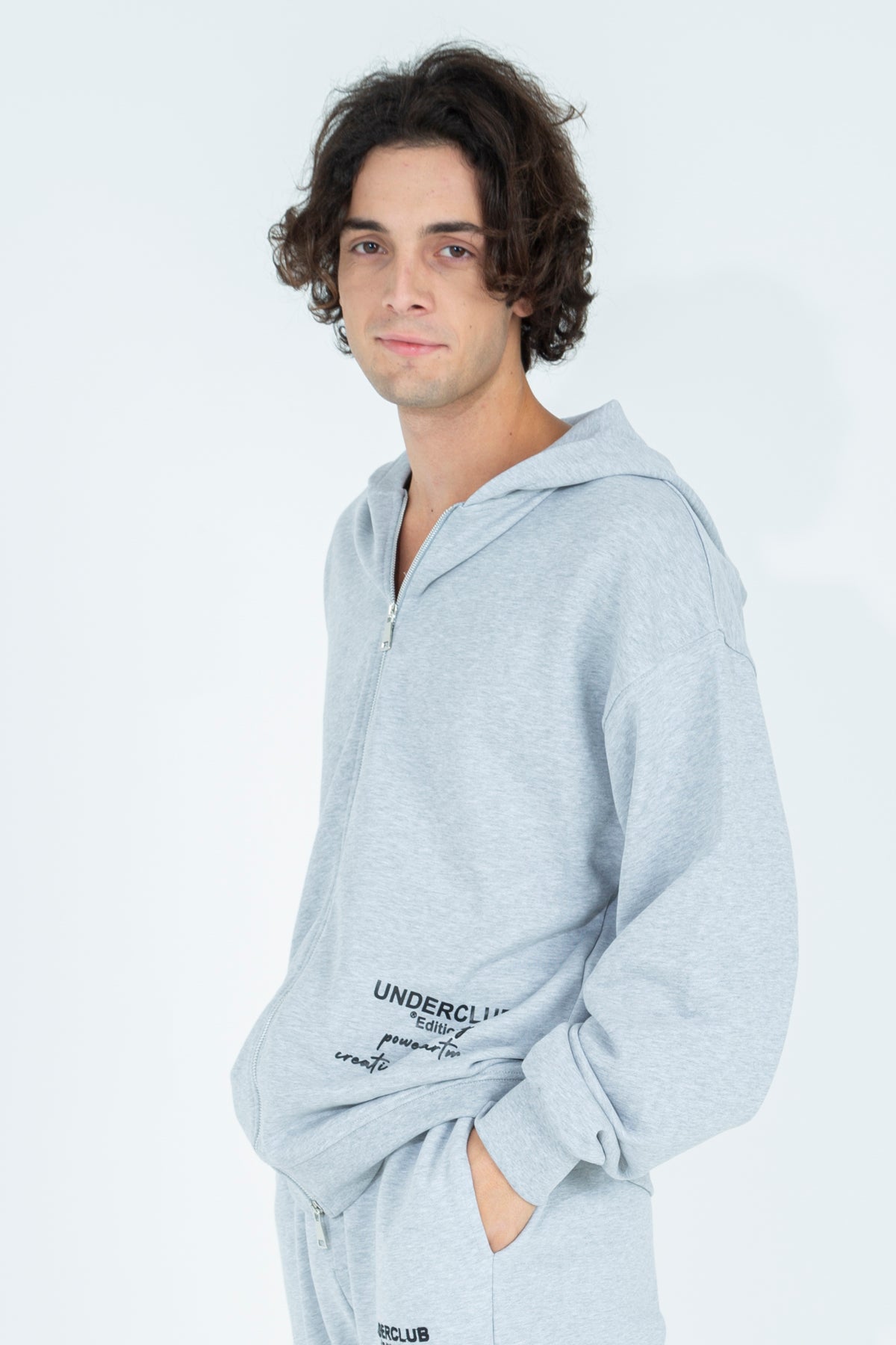 Felpa fullzip con stampe laterali