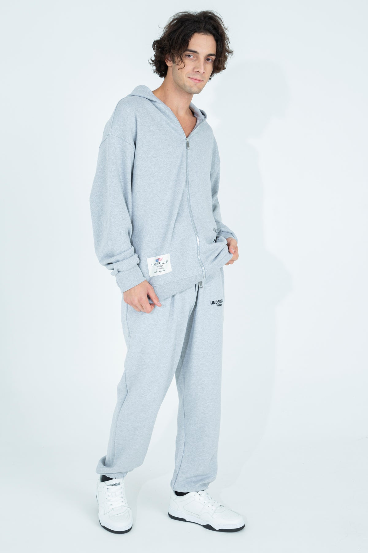 Felpa fullzip con stampe laterali