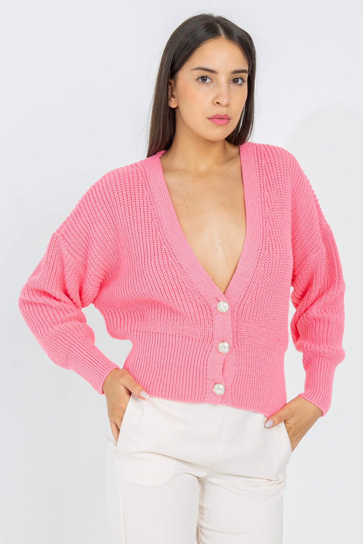 Cardigan con bottoni gioiello