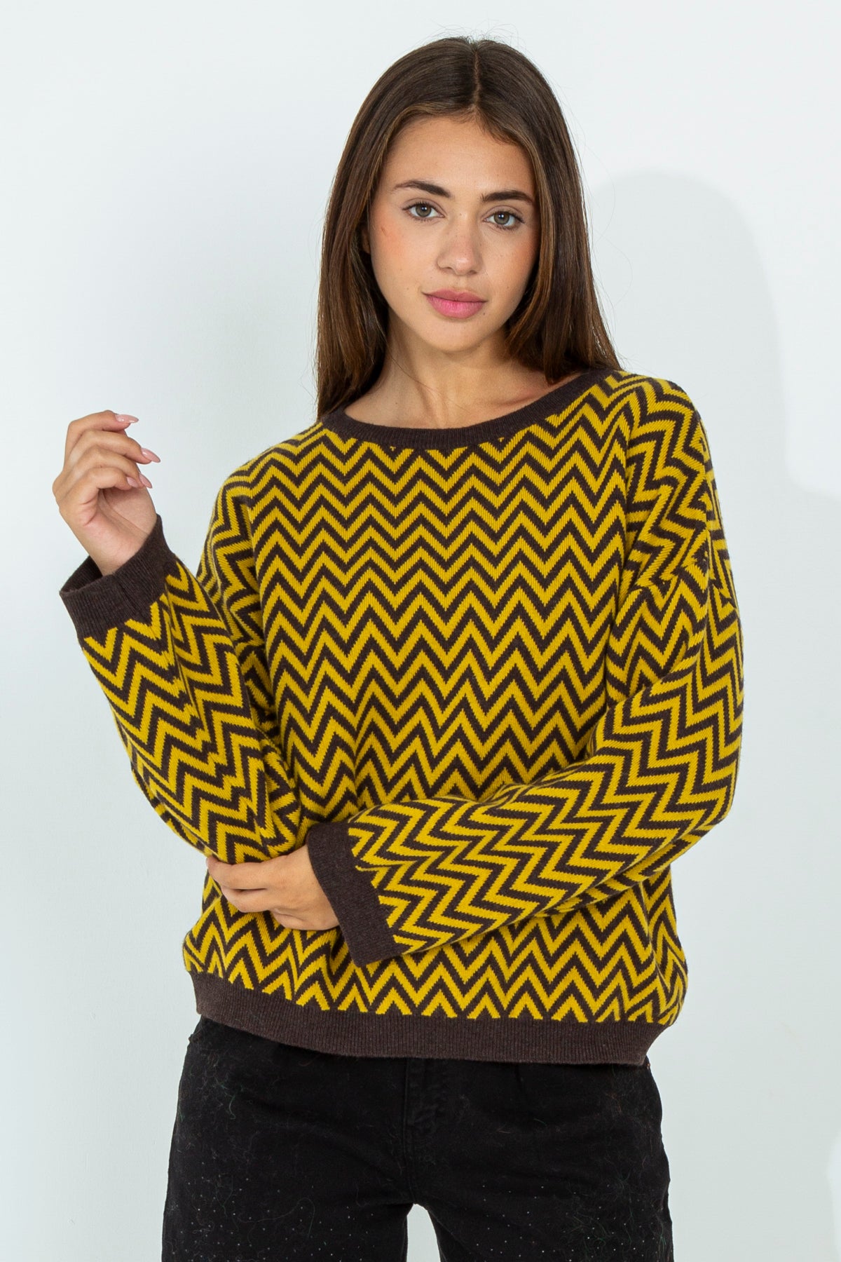 Maglia in lana a fantasia chevron