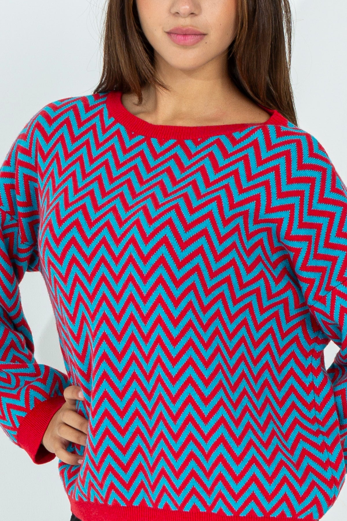 Maglia in lana a fantasia chevron