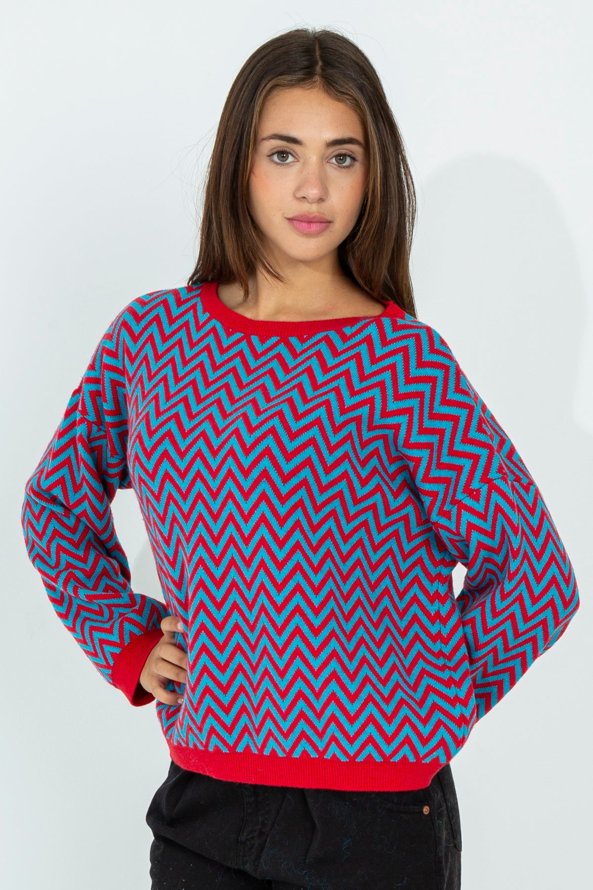 Maglia in lana a fantasia chevron