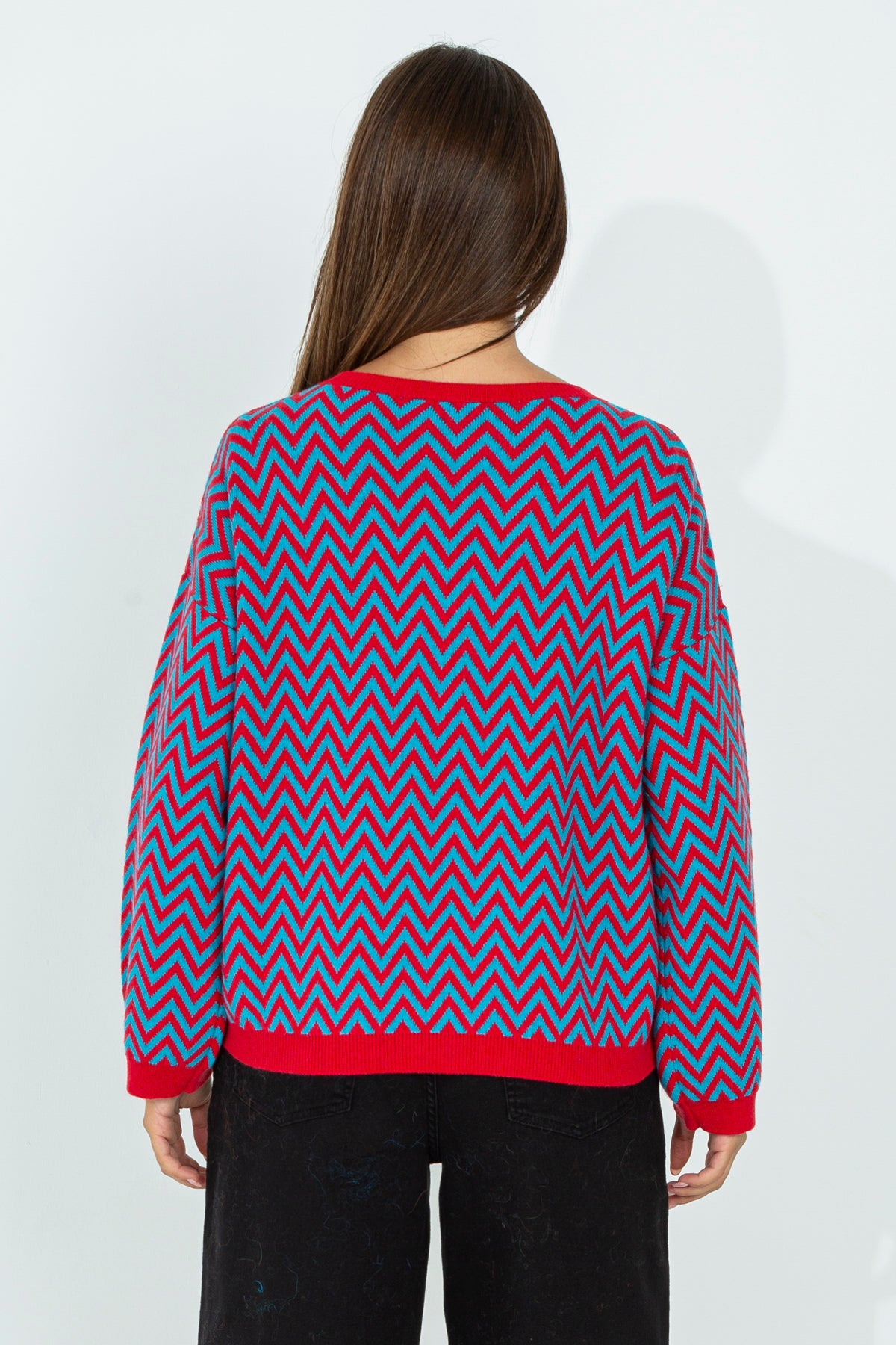 Maglia in lana a fantasia chevron