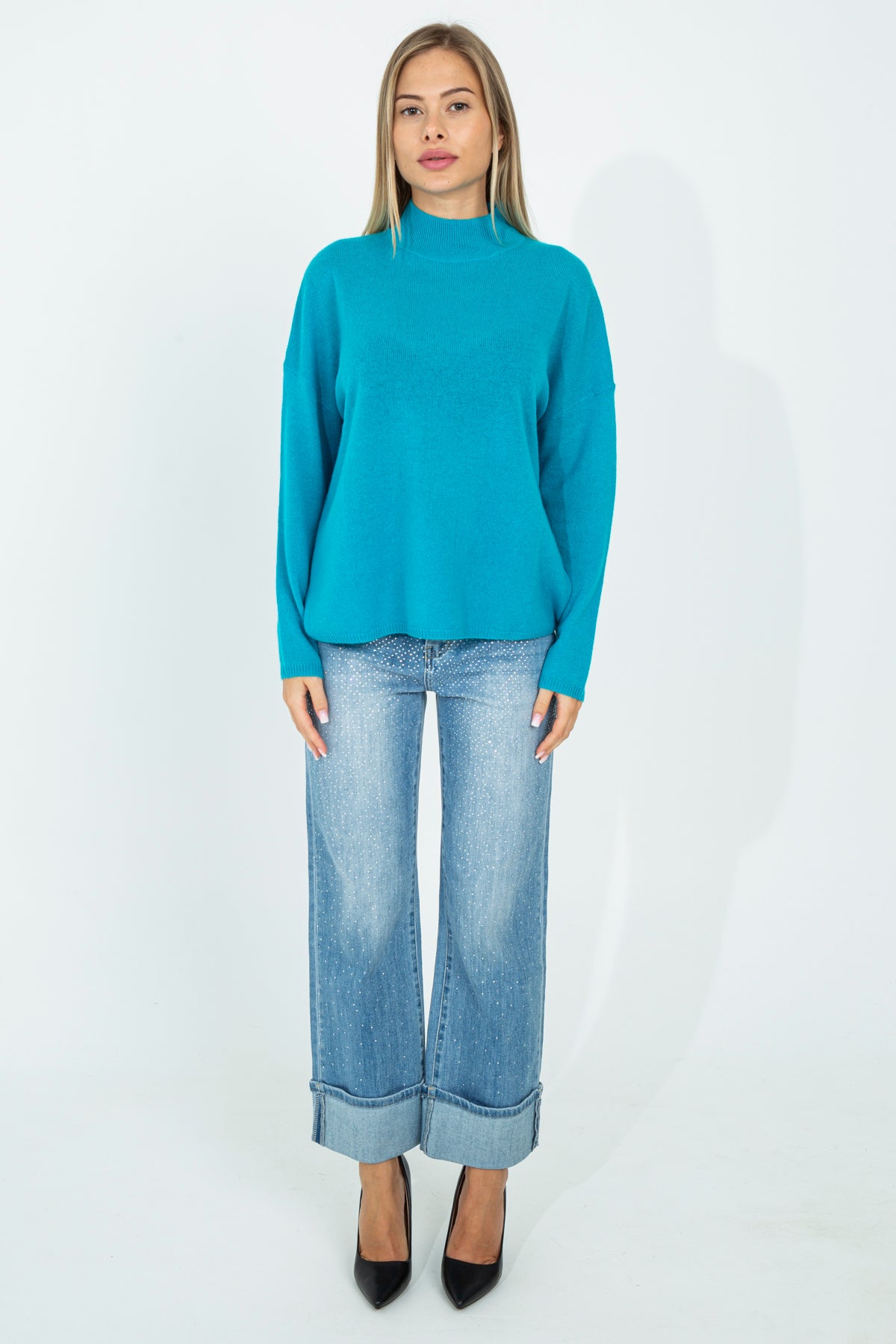 Maglia a mezzo collo in cashmere