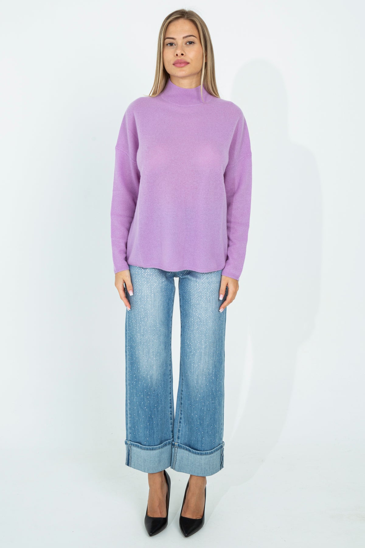 Maglia a mezzo collo in cashmere