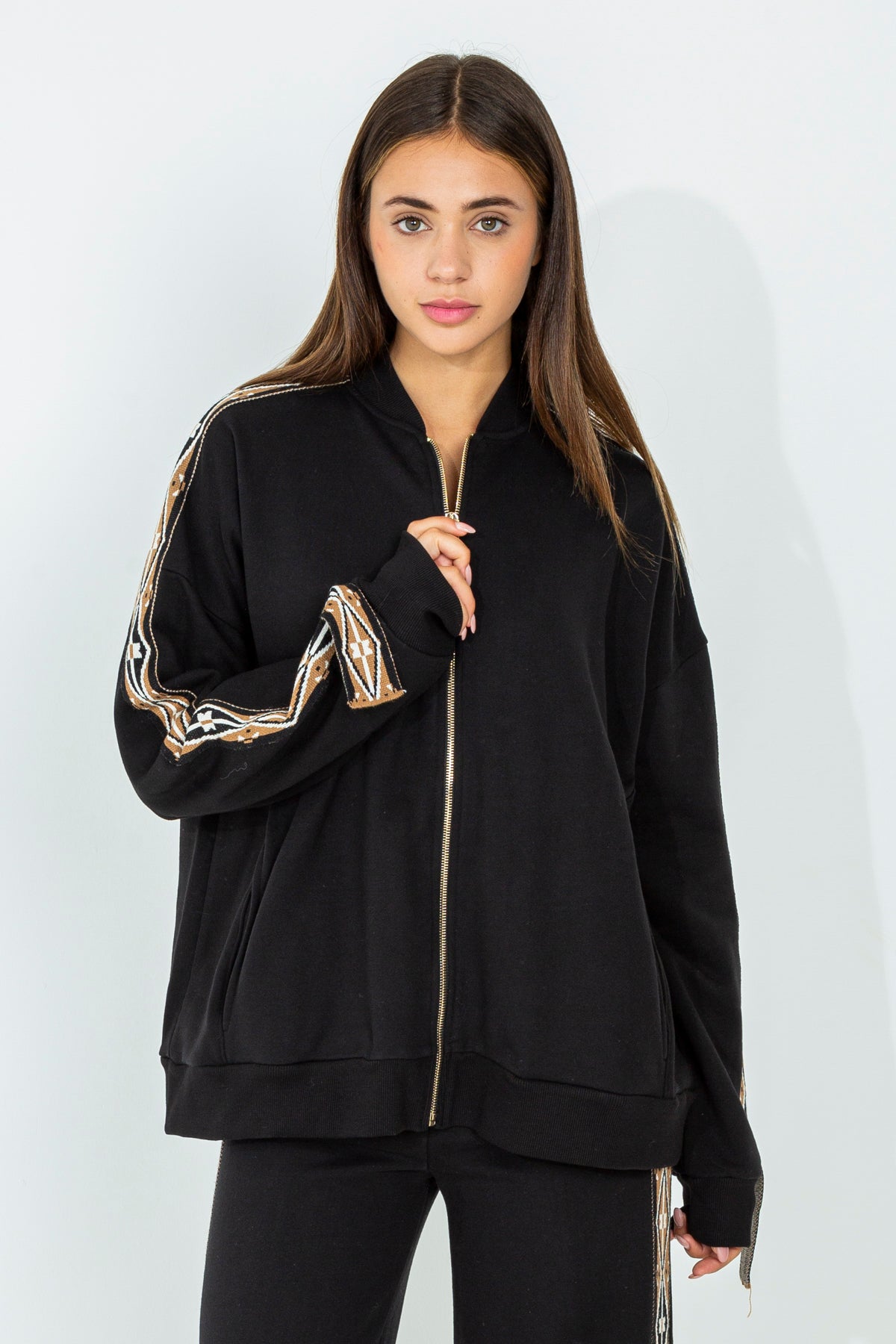 Felpa fullzip con motivo azteco