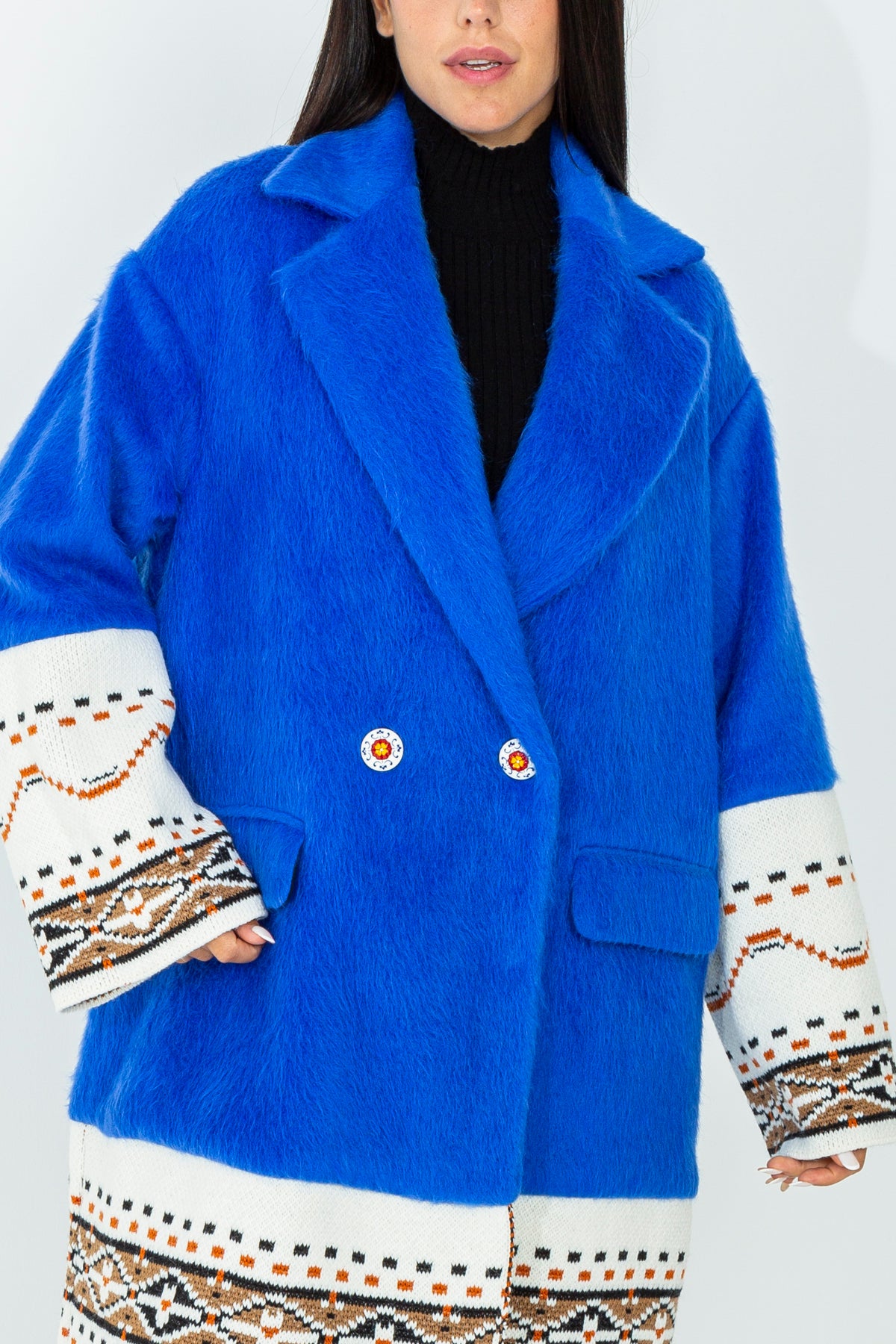 Cappotto con inserti in lana