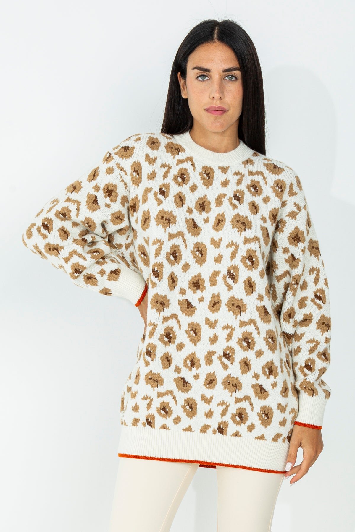 Pullover maxi animalier