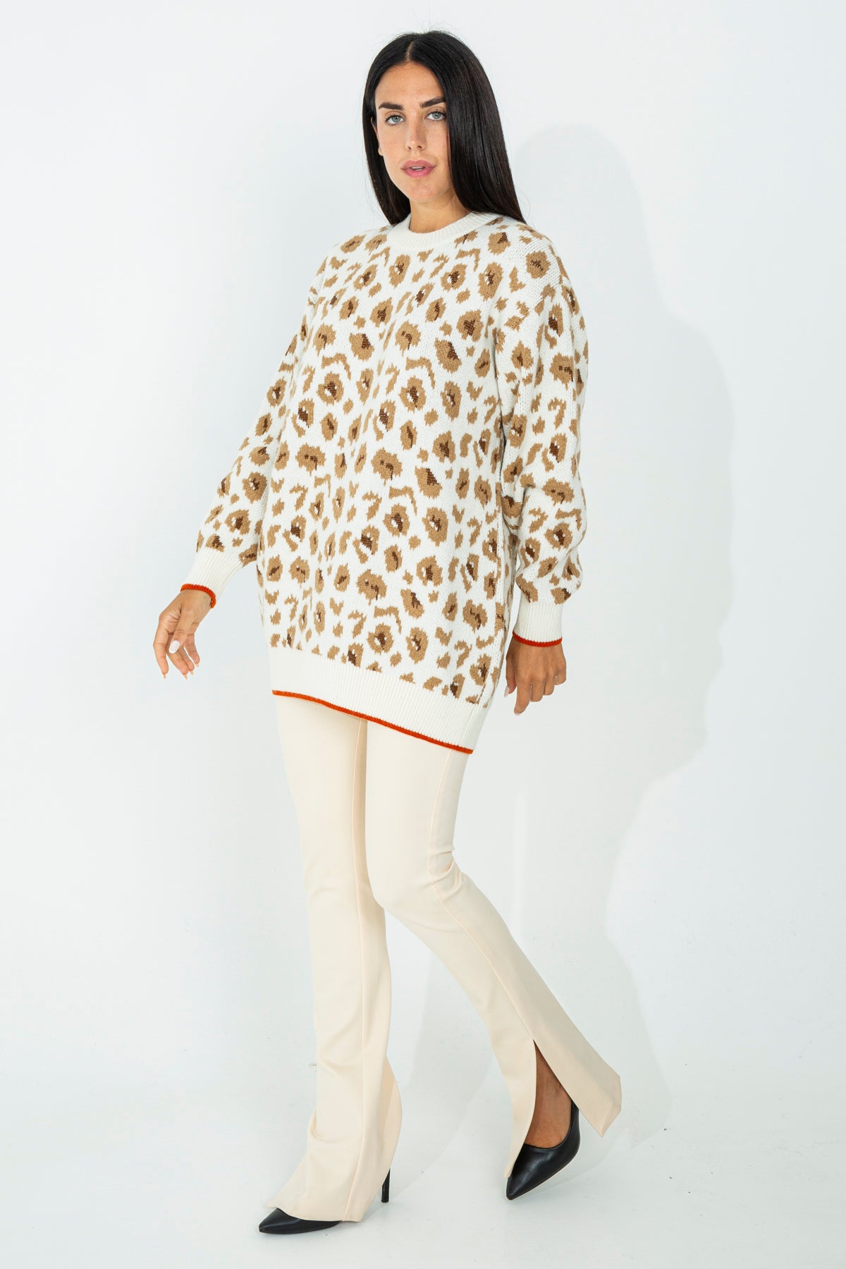 Pullover maxi animalier