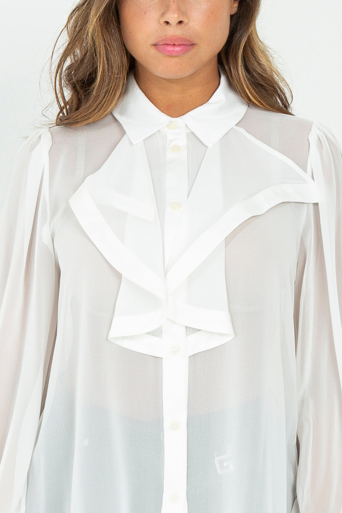 Camicia velata con rouches