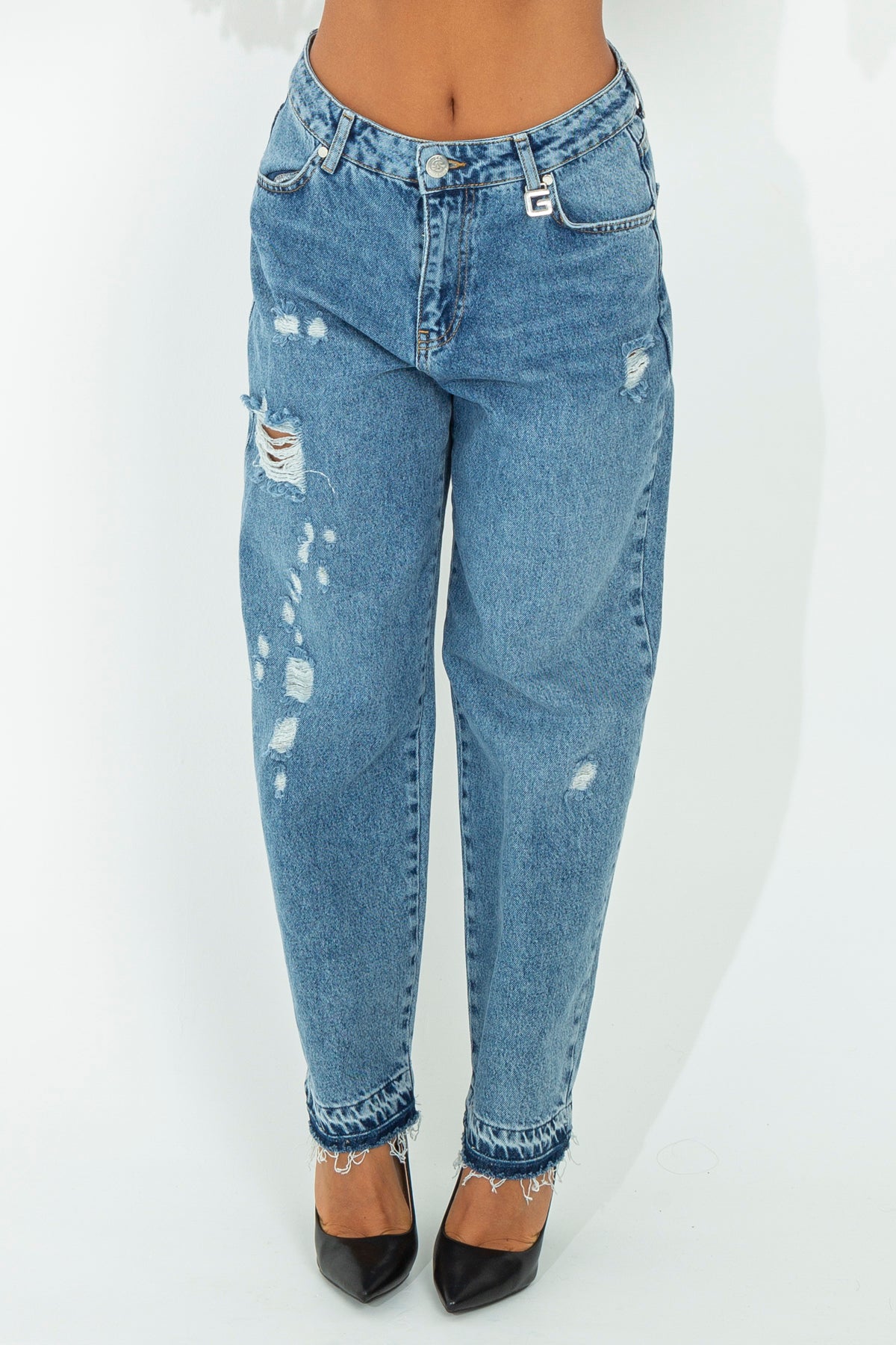 Jeans slouchy con rotture