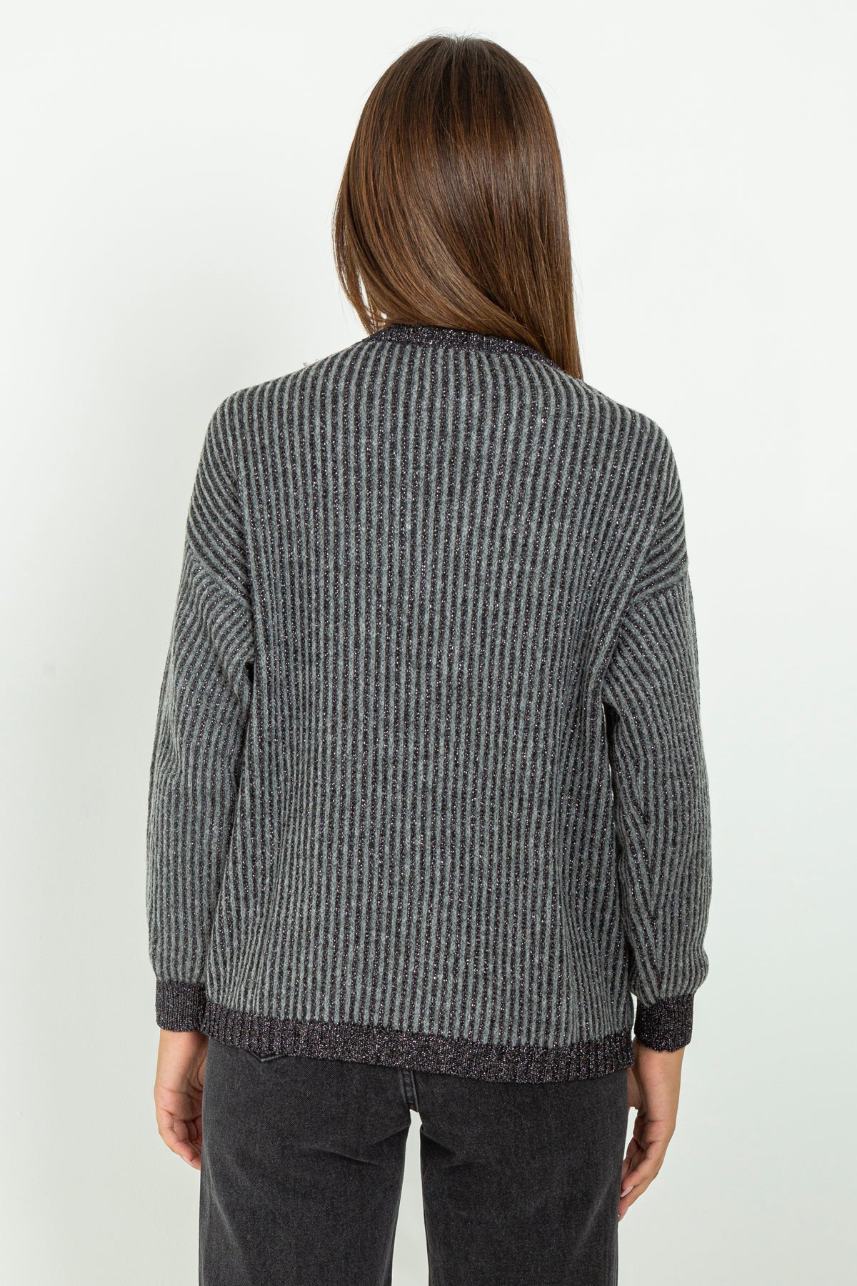 Cardigan a righe lurex