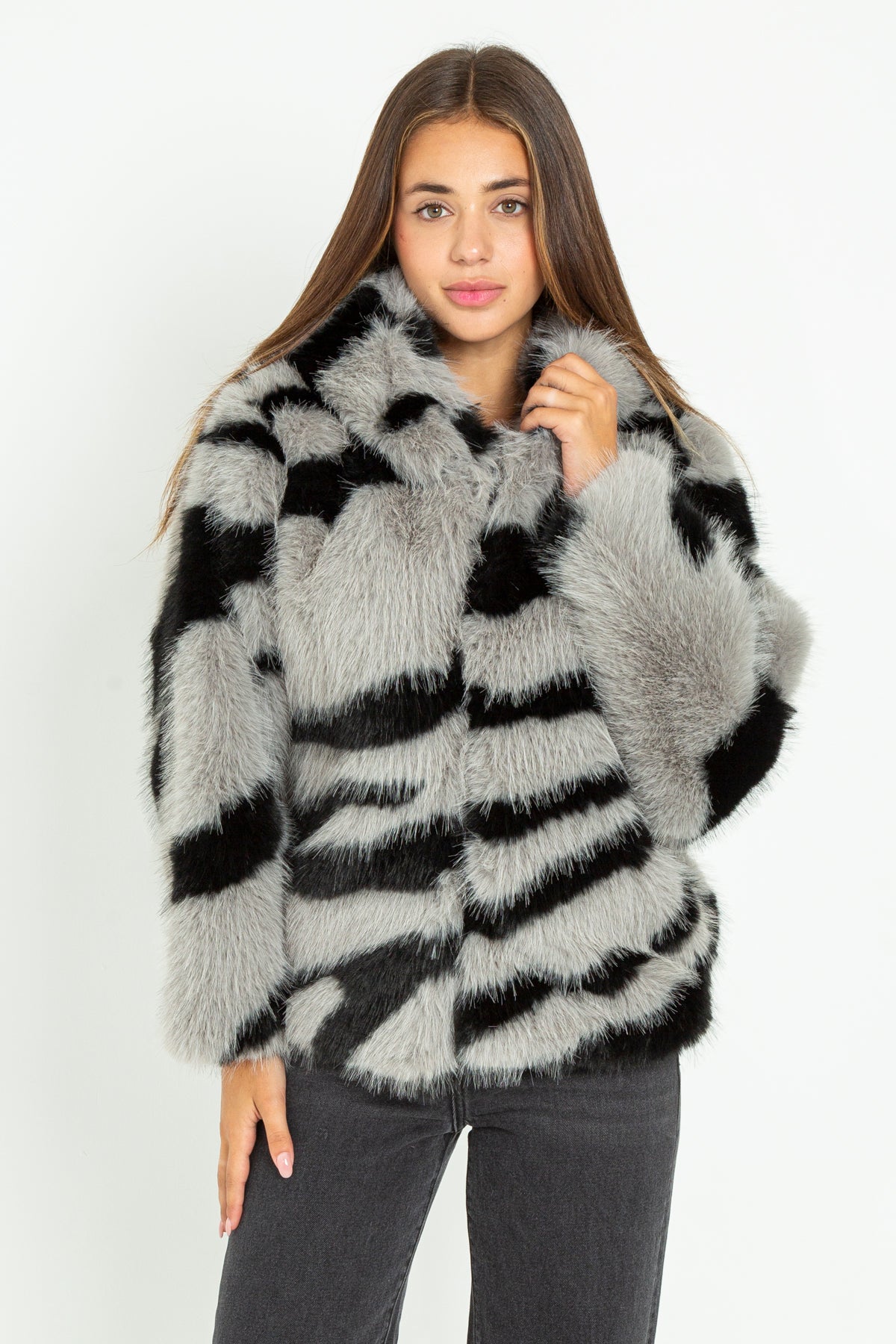 Pelliccia eco-fur over zebrata