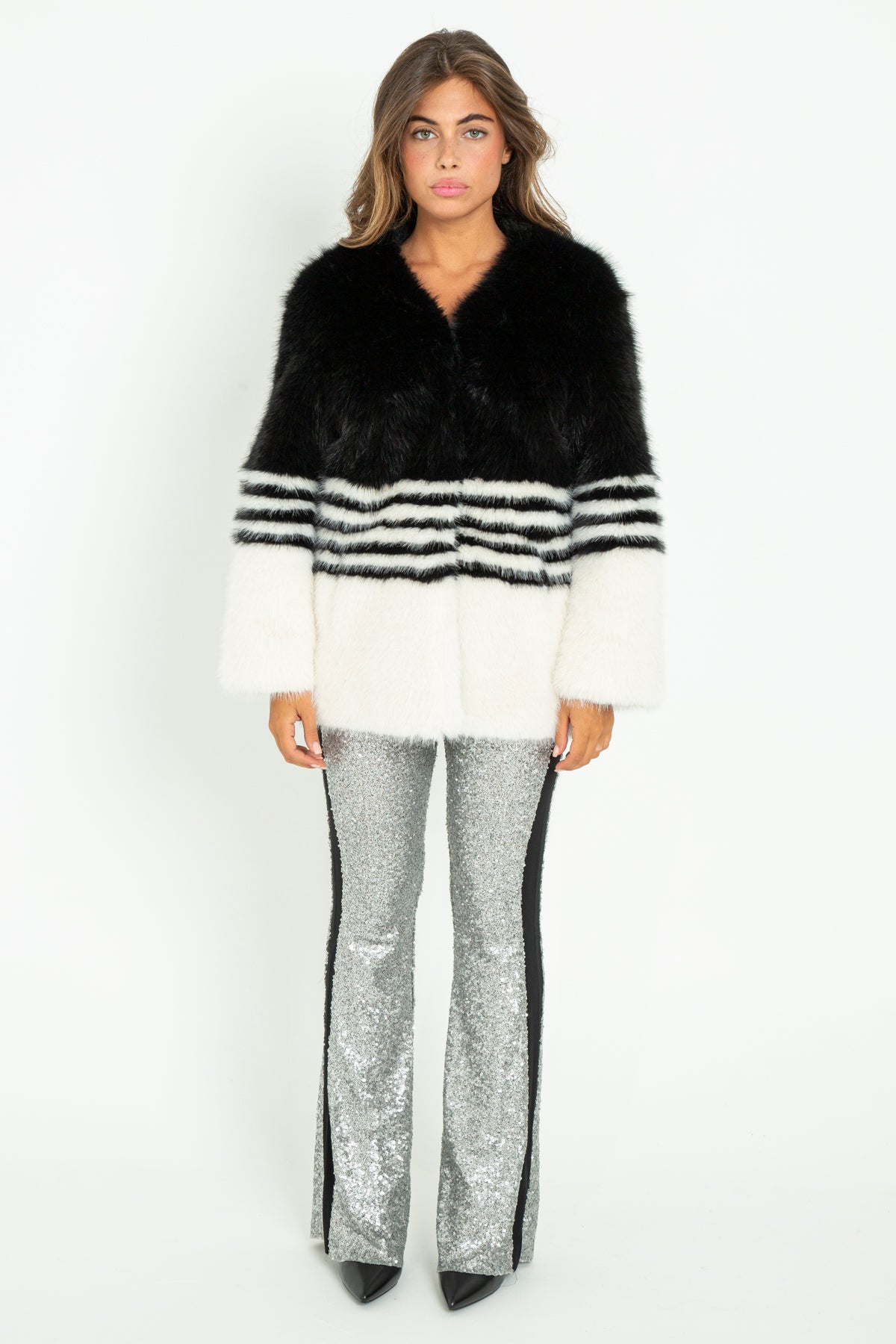 Pelliccia eco-fur color block