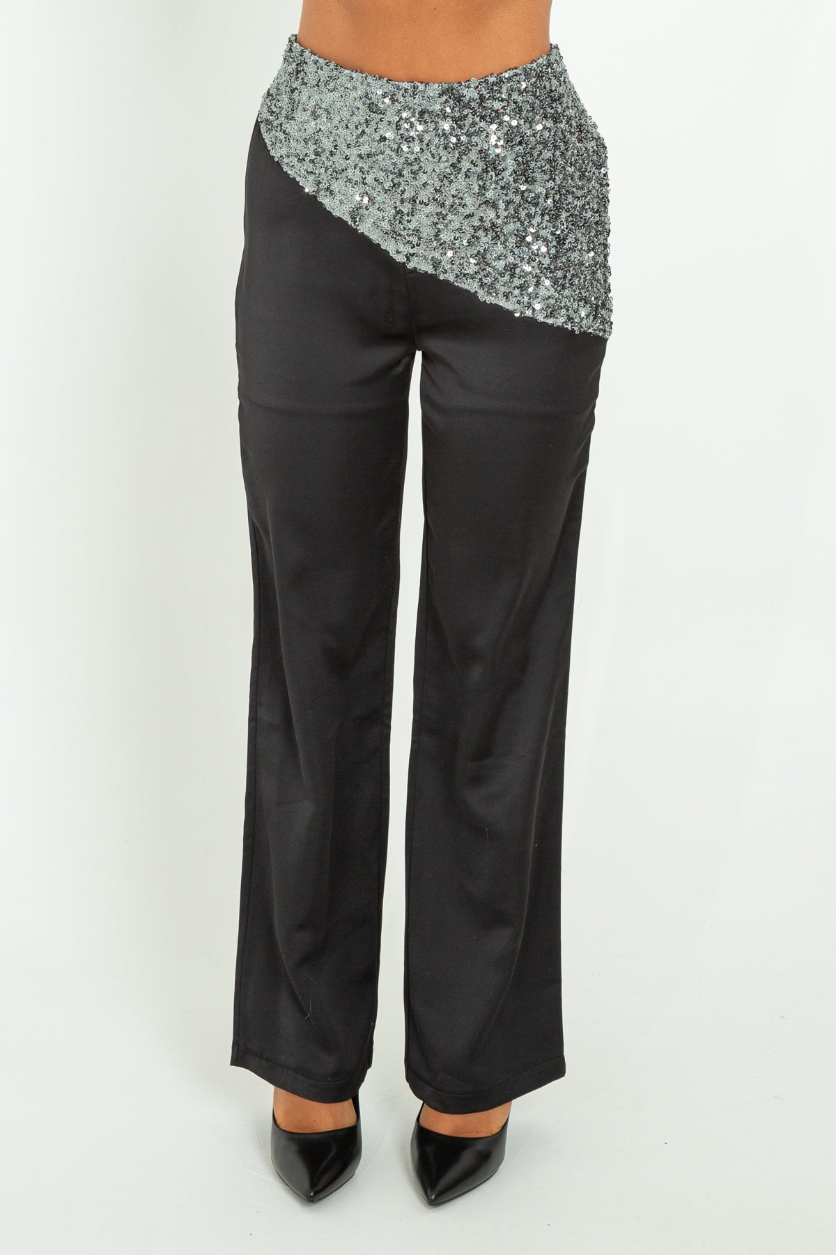 Pantaloni palazzo con paillettes