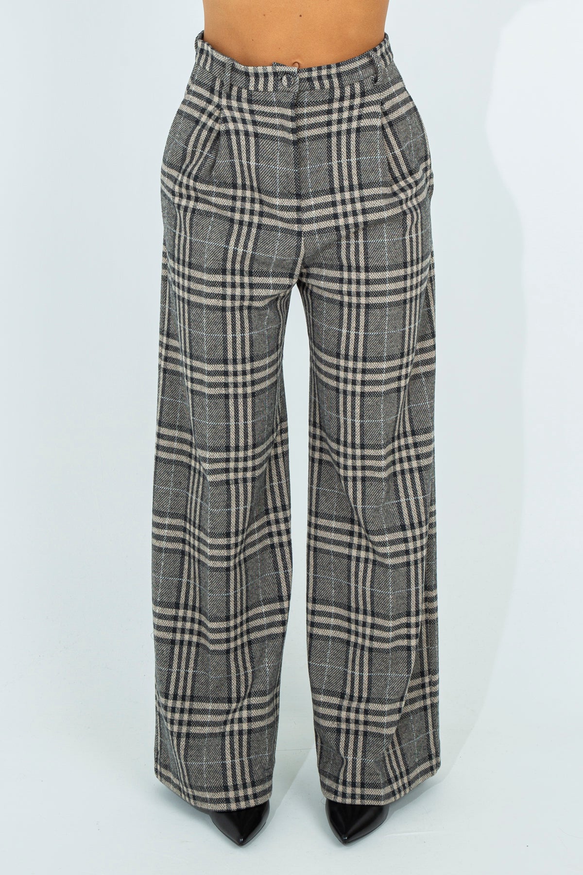 Pantaloni palazzo in fantasia check