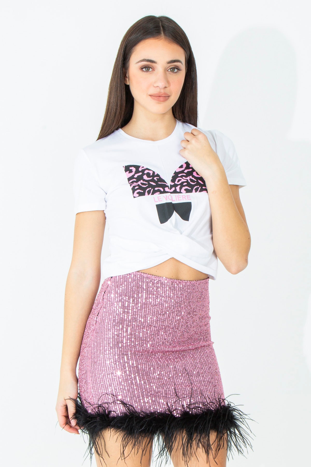 Cropped T-shirt with front print