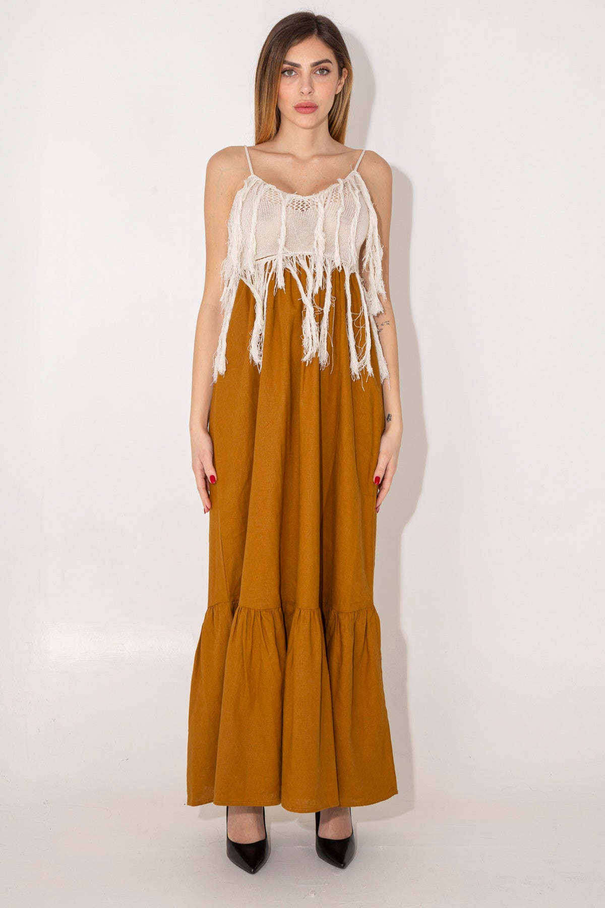 Long sundress dress with fringes