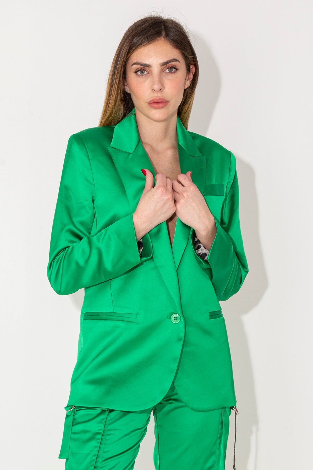 Single-breasted satin jacket