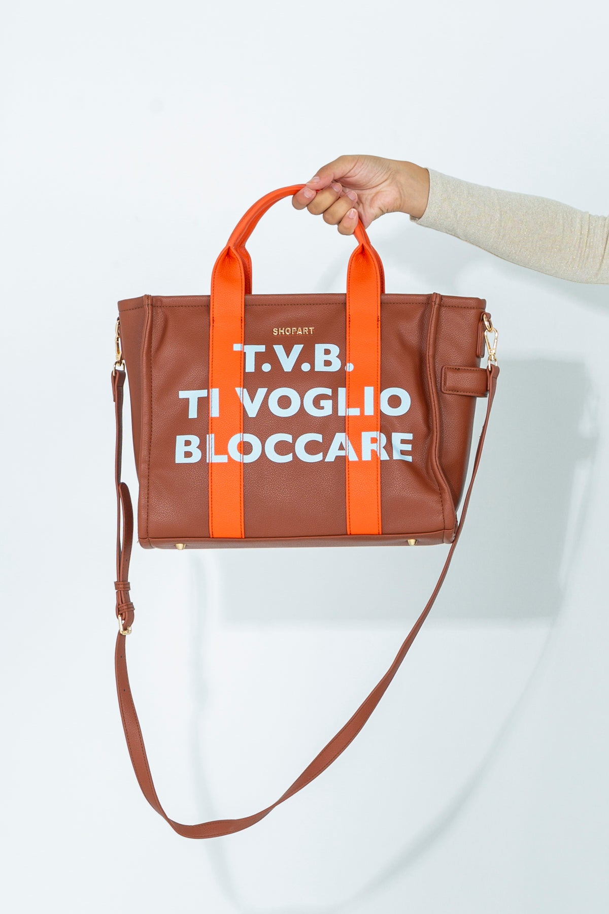 Borsa tote media con stampa frontale