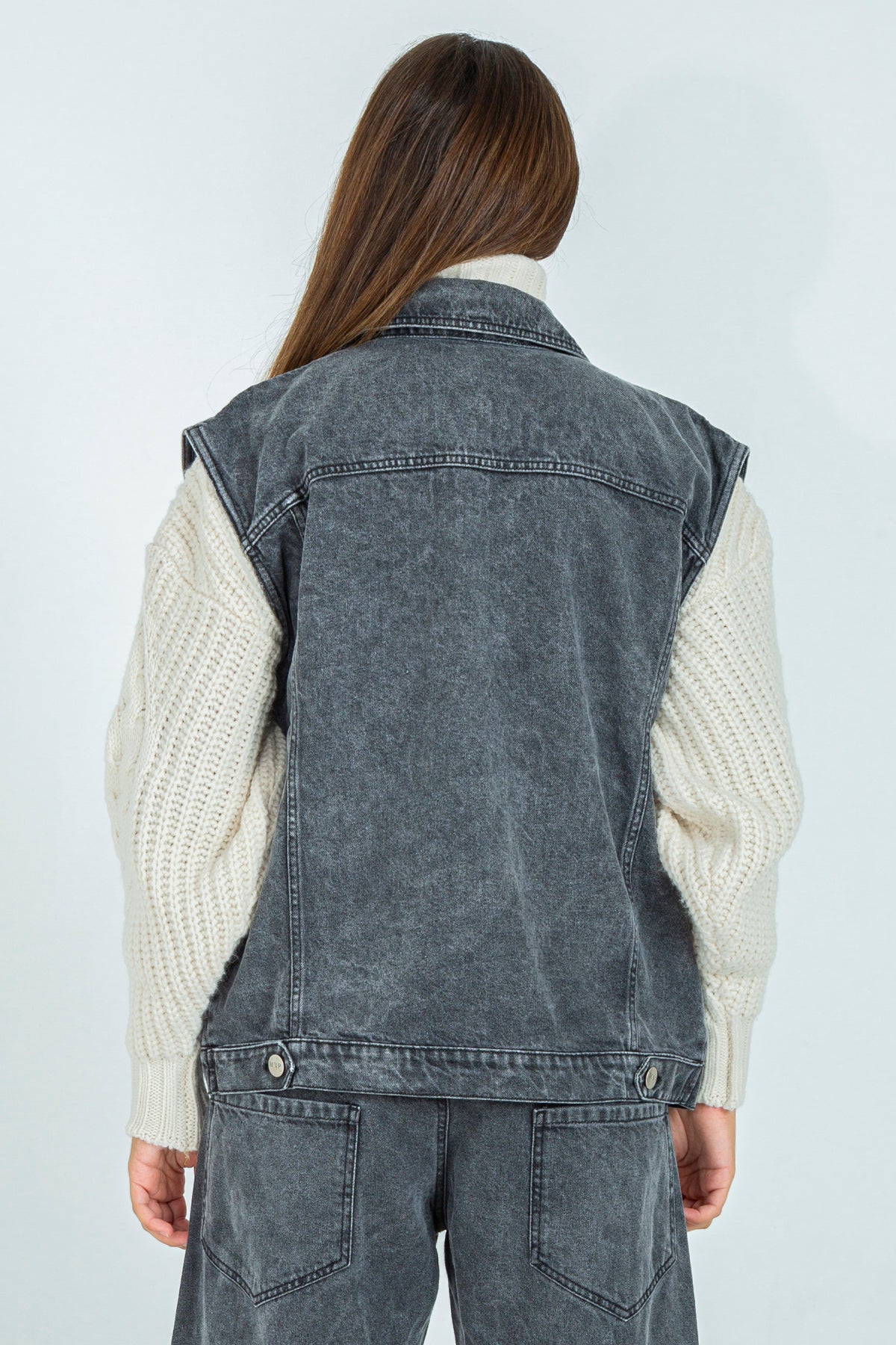 Gilet in denim grigio