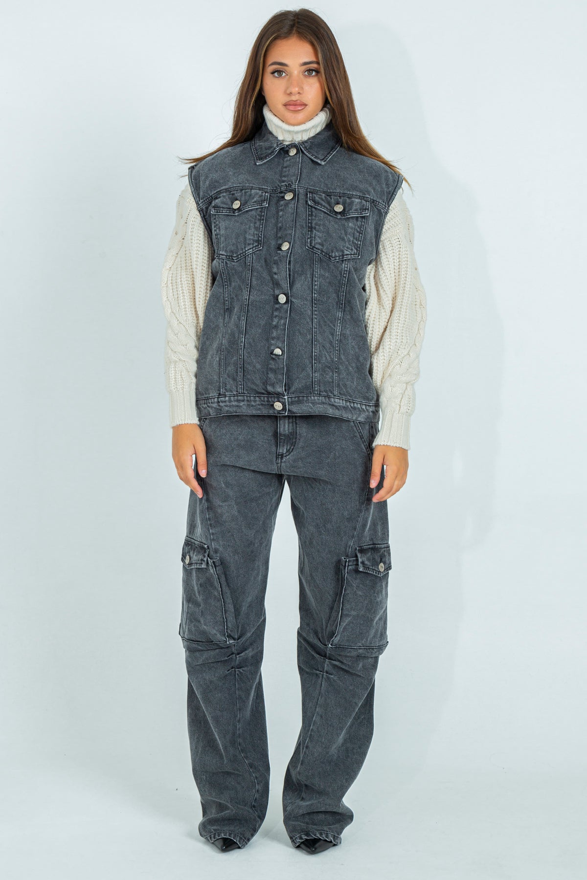 Gilet in denim grigio