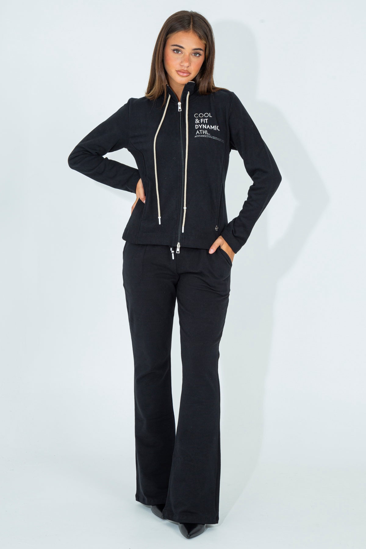 Felpa fullzip con coulisse lunga